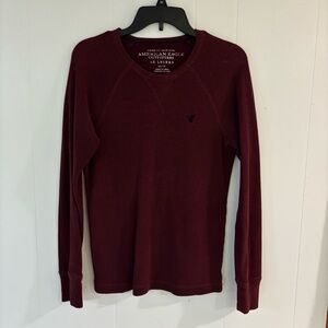 American Eagle Maroon Long Sleeve Shirt